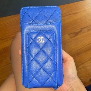 Blue CC wallet and phone holder